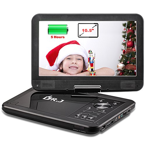 DRJ-5-Hours-105-Swivel-Screen-Portable-DVD-Player-with-Built-in-Rechargeable-Battery-and-USBSD-Card-Reader-59ft18M-Car-Charger-Battery-Adapter
