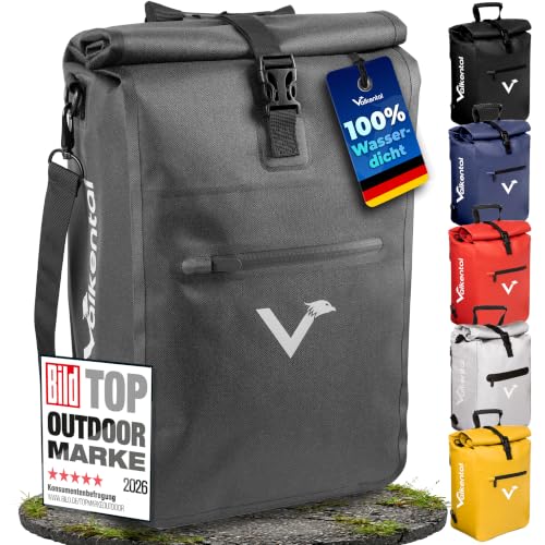 Valkental® 3in1 Fahrradtasche [Bis 25L] - Das Original - Geeignet als Gepäckträgertasche, Rucksack und Umhängetasche - 100% Wasserdicht & Reflektieren