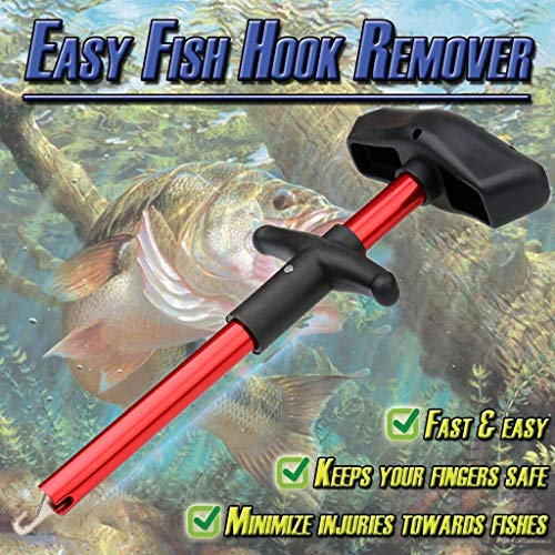 Weite Easy Fish Hook Remover, 2019 New Squeeze-Out Fish Hook Separator Tools, Portable Easy Reach Aluminum Fishing Hooks Extractor, Fast Decoupling, No Injury (Red) - Thumbnail 4