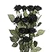 famibay 10pcs Artificial Flowers Rose Bouquets Vintage Fake Silk Rose Flowers with Leaf and Plastic Stem for Home Wedding Party Mother’s Day Garden Hotel Decoration Black