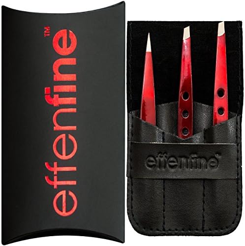 effenfine Tweezer Kit with Two Slant Tip and a Pointed Tip Tweezer