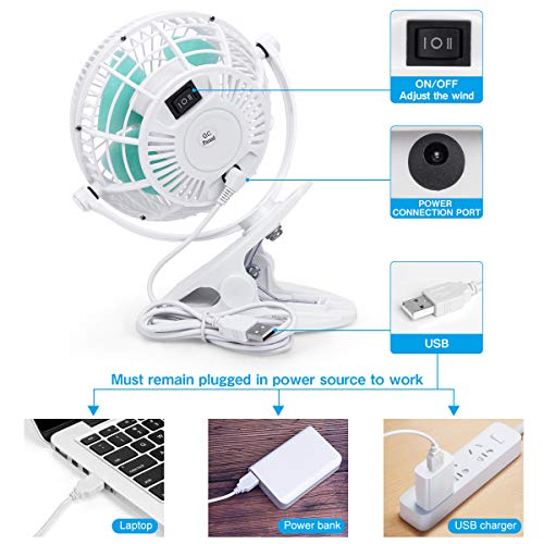 KEYNICE USB Desk Fan, 4 Inch Table Fans, Mini Clip on Fan, Portable