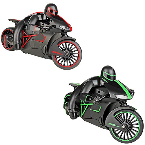 Nrpfell 2.4G Fashion Rc Motorcycle with Cool Light High Speed Rc Motorbike Model Toys Remote Control Drift Motor Kids Toys for Gift,Red