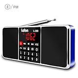 LEFON Multifunction Digital AM FM Radio Bluetooth Media Speaker MP3 Music Player Support TF Card/USB Disk with LED Screen Display and Setting Timing Shutdown Function (Blue-Upgraded Version)