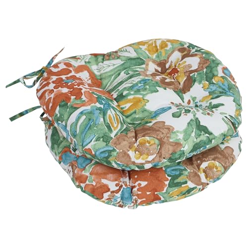 Blazing Needles Round Outdoor Chair Cushion, 16" x 16", Sun River Mist 4 Count