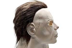 FESTIVE FIND STORE Festive Find Michael Horror Halloween Party Masks for Adult Men Women Scary White Head Face Mask +Knife