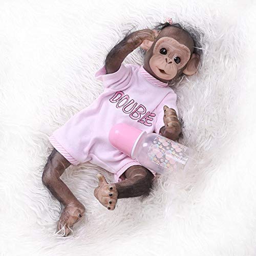 Pinky Reborn Baby Dolls 16"/40cm Handmade Newborn Baby Monkey Boy and Girl Dolls Soft Silicone Vinyl Reborn Doll Best Gift for Kids Xmas (Girl)