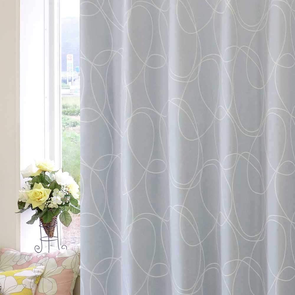 Amazon 満天カーテン 18柄 0サイズから選べる レースつき 遮光カーテン セット カーテン1枚 と ミラーレースカーテン1枚の 2枚セット シャボン玉をイメージしたシンプルモダンなサークル柄 シャボンset グレー 幅125x丈190cm レース丈は 2cm