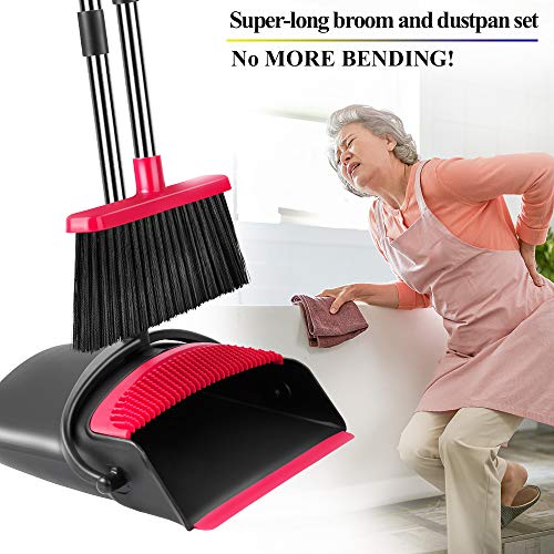 image for Been5le Extendable Broom and Dustpan Set, Self-Cleaning with Dust Pan 