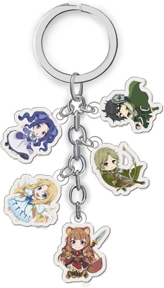 WKS Rising of The Shield Hero Keychain,Anime Acrylic Keychain Figure 5pcs a Set