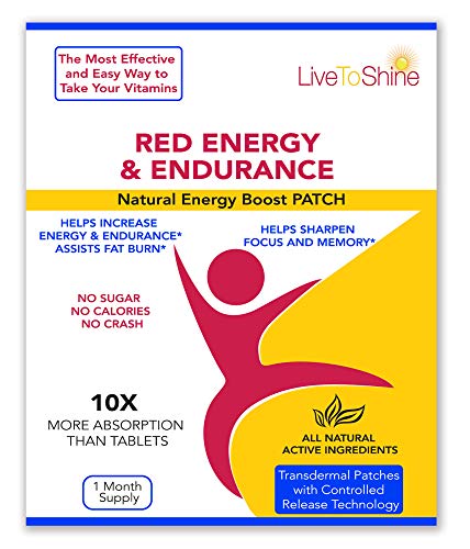 LLT Red Energy & Endurance Patch - Natural Energy - USA Made - 30 Patches