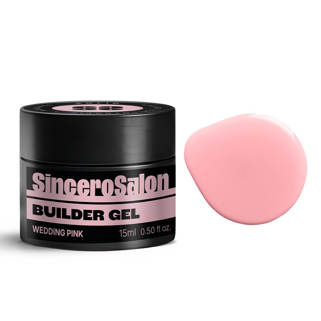 SINCERO SALON UV LED Builder Gel - Wedding Pink - 4in1 Strengthening, Protection and Extension - Solid Gel for Professional Results - 15ml
