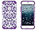 iPhone 6, DandyCase 2in1 Hybrid High Impact Hard Purple & White Flower Pattern + Silicone Case Cover for Apple iPhone 6 (4.7