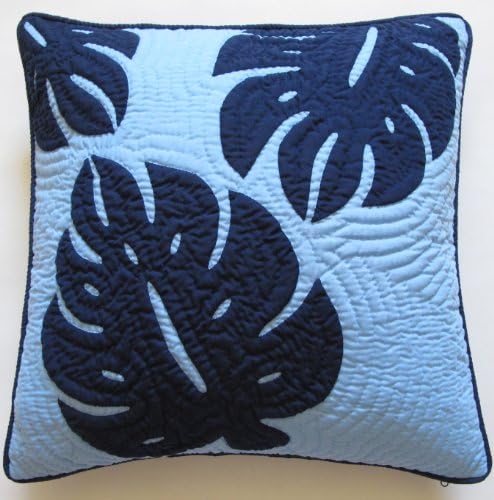 Hawaiian Quilt 2 Pillow Covers, Cushions, 100% Hand Quilted/Hand Appliquéd 18" x 18"