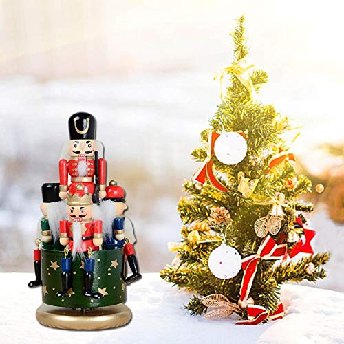 Owlhouse Wooden Nutcracker Doll, Decorative Christmas Ornament Crafts Puppets Music Box Holiday Decoration, Handmade Wood Handicraft Gift for Party Home Decoration Desktop Decor, A Good Gift
