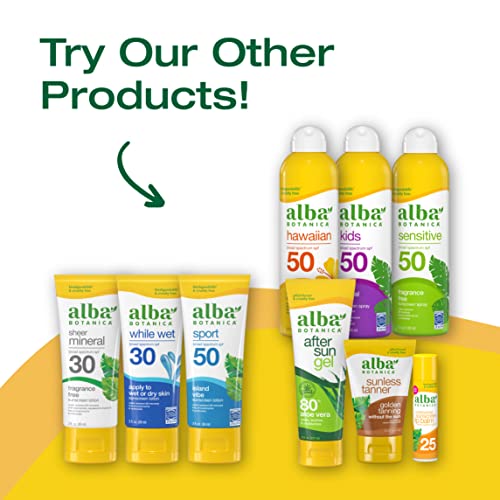 Alba Botanica Aloe Vera Gel for Skin, Cooling After Sun Treatment for Face and Body, Made with