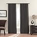 Eclipse Fresno Modern Blackout Thermal Rod Pocket Window Curtain for Bedroom (1 Panel), 52 in x 63 in, Charcoal