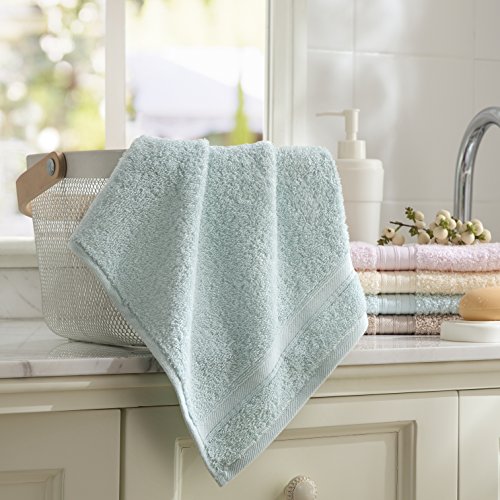 LOVO Egyptian Cotton Towel Set 3 Pieces Bath Hand Face Washcloth Luxury Microfiber Premium Soft Towel, Pale Blue - Thumbnail 2