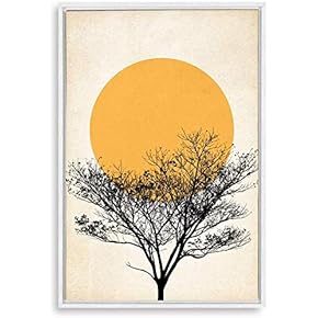 Framed Canvas Home Artwork Decoration Nordic Style Moon Canvas Wall Art for Living Room, Bedroom - 16x24 inches