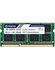 Timetec 4GB DDR3 1333MHz PC3-10600 Non-ECC Unbuffered 1.5V CL9 2Rx8 Dual Rank 204 Pin SODIMM Laptop Notebook PC Computer Memory RAM Module Upgrade (4GB)