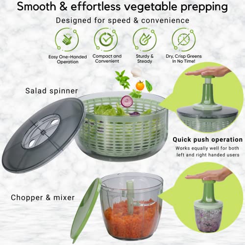 Brieftons Salad Spinner and Chopper Large 6.3Quart Lettuce Greens