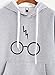 Minetom Women's Autumnn Fashion Long Sleeve Pullover Harry Potter Glasses Prints Hoodies Hooded Sweatshirt Sweater Tops Gray US 4