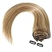 S-noilite Double Weft Clip in Extensions Human Hair 8pcs 10Inch 110g 100% Remy Hair Clip on Extensions For Women Gift #18P613 Ash Blonde mix Bleach Blonde