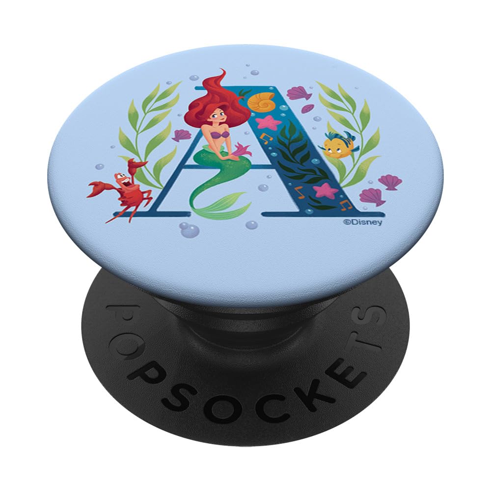 Disney Princess Alphabet Monogram Mermaid Letter A for Ariel PopSockets Adhesive PopGrip