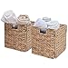 StorageWorks Wicker Baskets for Storage with Liners, Water Hyacinth Storage Baskets for Organizing, Handwoven Wicker Storage Cubes, Medium, 2 Pack