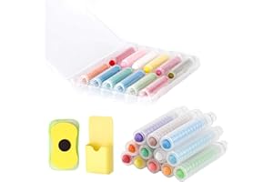 12pcs Dustless Chalk for Kids Colored Chalkboard Chalk with Pen Holder Blackboard Eraser Sidewalk Chalk for Kids Dust Free Ch