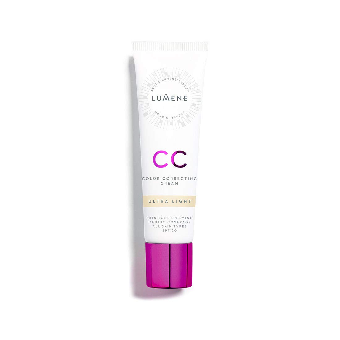 Lumene CC Color Correcting Cream infused with Pure Arctic Spring Water - 6 in 1 Medium Coverage for all Skin Types SPF 20-30 ml / 1.0 Fl.Oz. (Ultra Light)