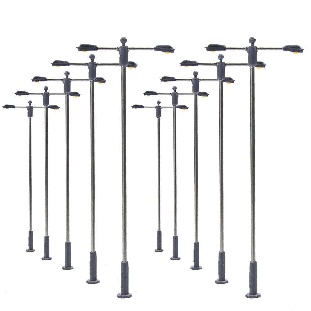 Evemodel LQS11W 10pcs Model Railway Train Lamp Post Street Bright White Lights N TT Scale LEDs NEW