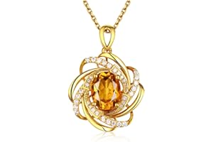 Temperament European And American Style Fashion Pendant Gold Silver Citrine Sapphire Necklace Full Of Diamond Flower PendantP