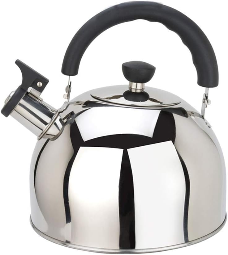 Whistling Tea Kettle, Stainless Steel Teapot - Anti-scalding Handle, 6 Liter,Silver