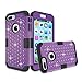 iPhone 7 Plus Case, LONTECT Hybrid Heavy Duty Shockproof Diamond Studded Bling Rhinestone Case with Dual Layer [Hard PC+ Soft Silicone] Impact Protection for Apple iPhone 7 Plus - Purple/Black