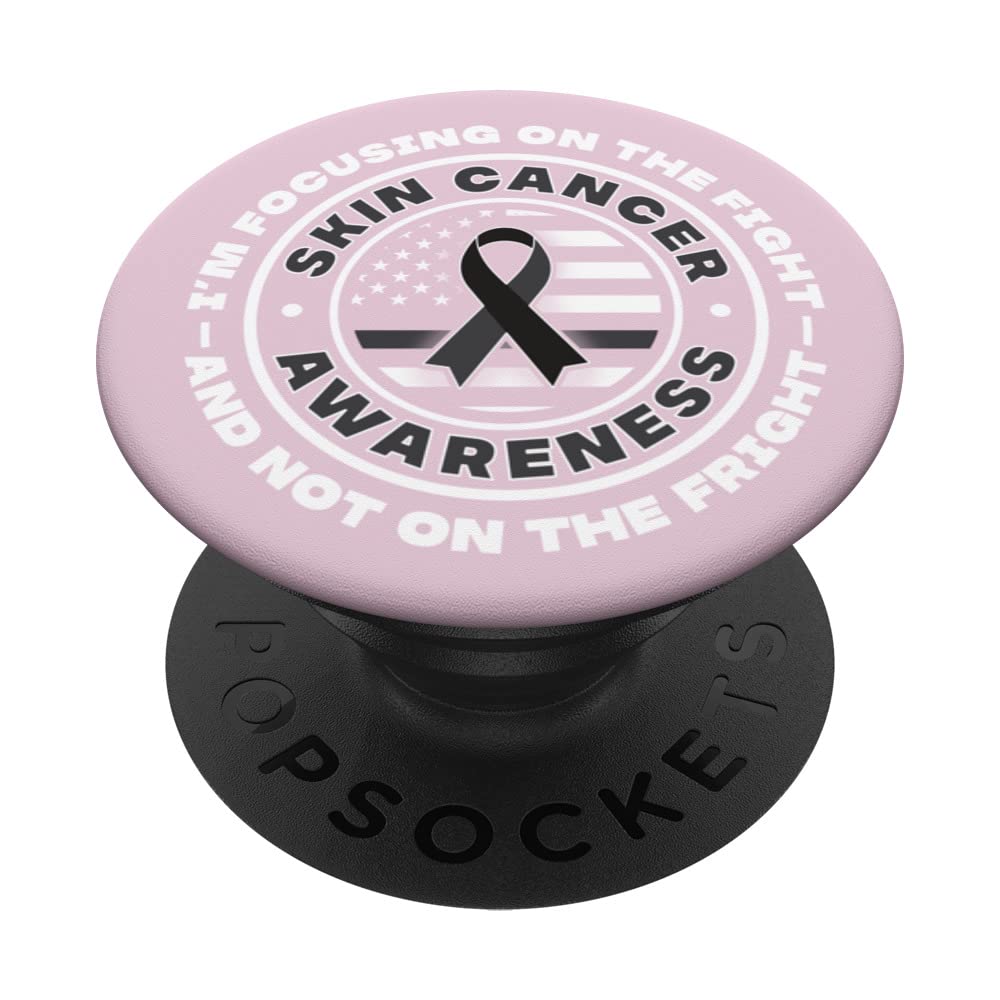 American flag with black ribbon for skin cancer awareness PopSockets Swappable PopGrip