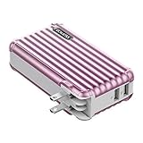 10000mAh 2-in-1 Power Bank and Wall Charger, ROMOSS UP10 Dual Port USB Portable Charger with Foldable AC Wall Plug External Battery Packs for iPhone, iPad, Samsung and More (Rose Gold)