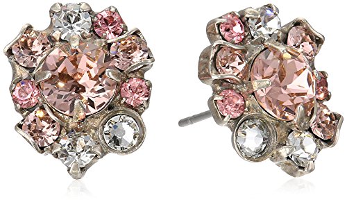Crystal Rose Round Crystal Cluster Stud Earrings