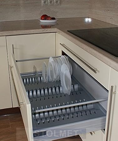 Grey Upright Plate Holder Tray Box Insert Cabinet For Blum