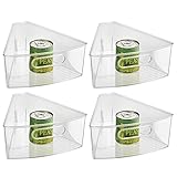 InterDesign Kitchen Lazy Susan Pantry Cabinet Binz 1/8, Set of 4, Clear