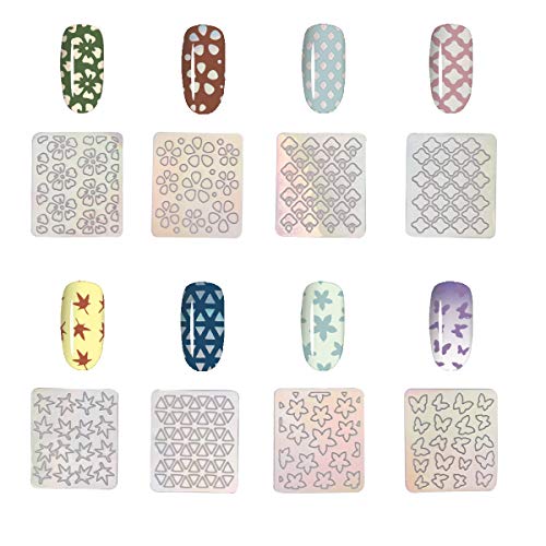 Yebeauty Nail Sticker, Nail Stencils Hollow Out Nail Art Sticker for Nail Decals, Nail Airbrush Stencils Accessories, 24 Sheets-144 Pieces, Pack of 6 - Thumbnail 3