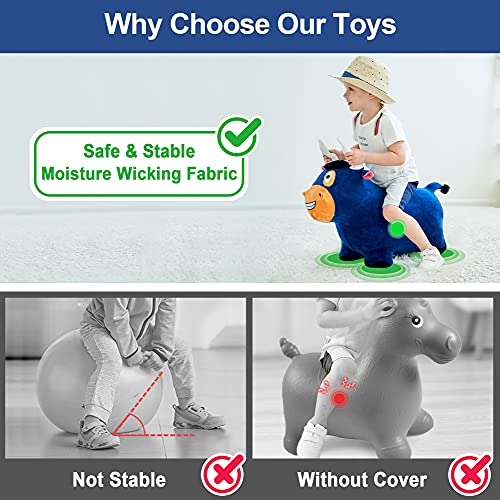 INPANY Inflatable Bouncy Horse/Elephant Toy - Plush Ride-On Hopper For Toddlers, Outdoor Birthday Gift For Kids 2-4 Years