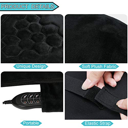 Comfitech Car Seat Back Massager Chair Pad Cushion with Heat, 6 Vibrating Motors for Office, Auto, Home (Black)
