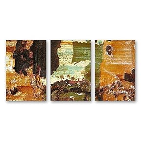 Canvas Wall Art Abstract Iron Rusty Painting Artwork for Home Prints Framed - 16"x24" x 3 Panels