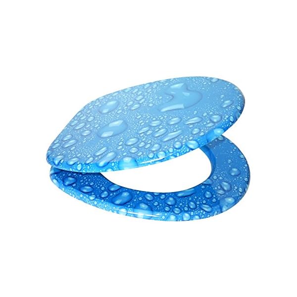 Klobrille Wassertropfen blau mit Regentropfen Halb geöffnet Klobrille Wassertropfen blau mit Regentropfen Halb geöffnet
