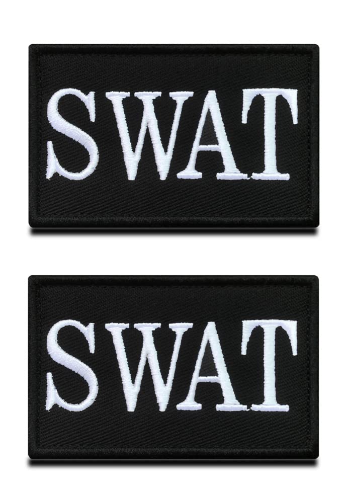 Zcketo 2 Pieces SWAT Special Weapons and Tactics Police Military Embroidered Applique Hook & Loop SWAT Police Emblem Patch for Attach to Clothes Jackets Jean Hat Vest Dogs Harness Collect — image 1