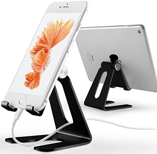 Adjustable Cell Phone Stand, Tablet Stand iPhone Stand : Desktop Cradle, Dock For Switch , all Android Smartphone , iPhone 5 5s 5c 6 6s 7 8 X Plus (Black)