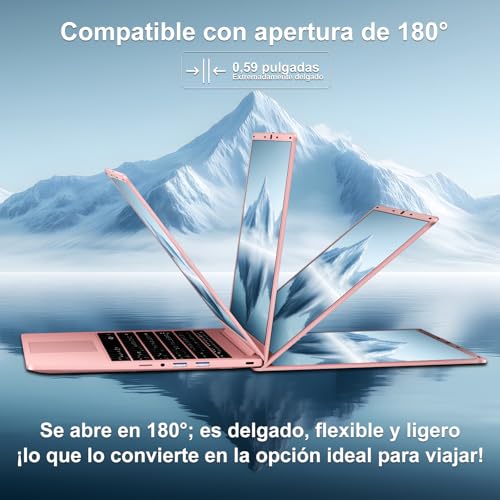 Laptop 14 Inch Celeron N5095 Upto 2.9 GHz Laptop 8GB RAM 256GB SSD TF 1TB LPDDR4 Win11 5G WiFi 1920*1080 FHD Mini HDMl Laptop Protective Film Spanish – Red Metallic Body-72