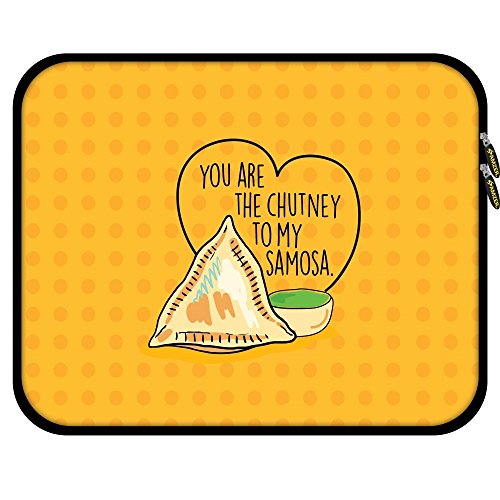 AMZER 11.25" Designer Neoprene Sleeve for Notebook, Chromebook, Tablet, iPad with 5 Pieces Screen Cleaning Kit and Headset Organizer - You Are The Chutney to My (AMZ501040168002) - Thumbnail 2