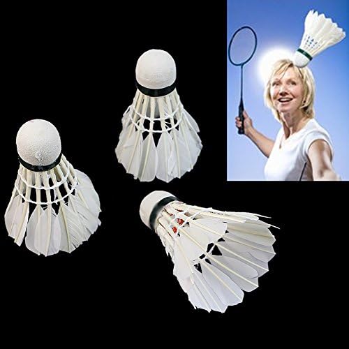 Chunshop 3Pcs White Goose Feather Shuttlecocks Birdies Badminton Ball Game Sport Training